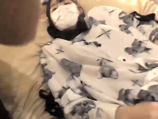 A petite P-girl gives me a blowjob with a condom