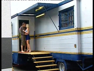 Blonde Babe Sucking Cock on Leather Couch