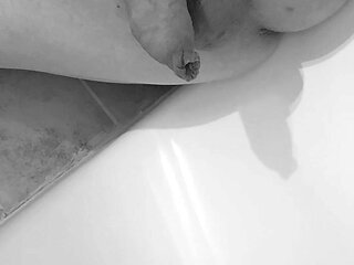 Pee & erect in bathroom