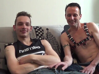 Stepdaddy fucked bareback in leather but not free