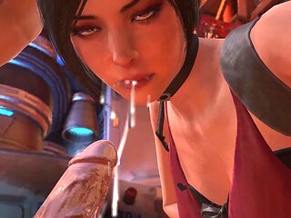 Ada Wong Deephroat Blowjob Close Up : Resident Evil Parody