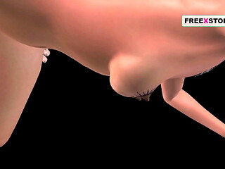 Animated porn video an Indian girl standing in doggy position and a man licking her pussy then he fisting her pussy