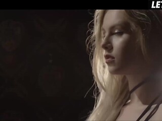 Slim Blonde gets her panties torn off by a fit guy in an erotic fantasy