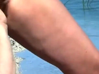 Mature couple playful outside