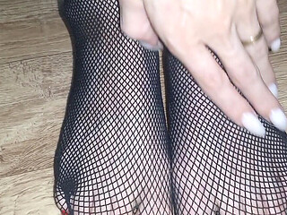 Don't Cum so Fast on My Beautiful Fishnet Toes
