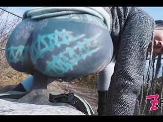 Tattoo Couple caught while wild ANAL public sex on a ruine