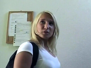 Blonde Sucks Cock and Gets Fucked Hard Outdoors