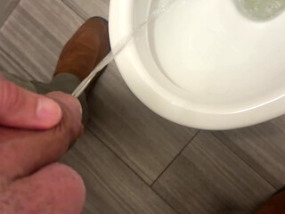 Close-Up Office Piss: Watch Me Let It Out