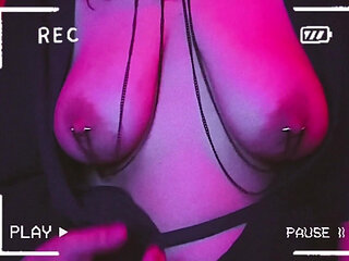 Sexy MILF Plays with Pierced Boobs