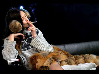 Seductive Russian Dream Smoking Cigarette Outdoor Escape