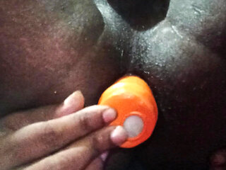 Play own ass with big toy