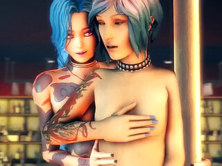 Jinx X Liara X Chloe Blue Lesbian Sex