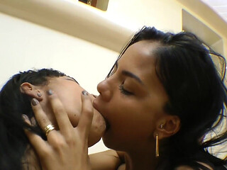 Hot Kisses with Two Sexy Latina Girls