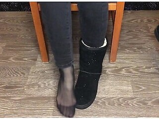 After study, nylon socks and boots tease with lingering allure