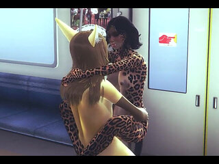 Furry Hentai - Fox and Leopard Fucking in Train - Japanese Asian Manga Anime Film Game Porn