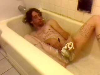 Shaving My Crotch and Peeing Assfucking Myself with Handle of My Face Shaver