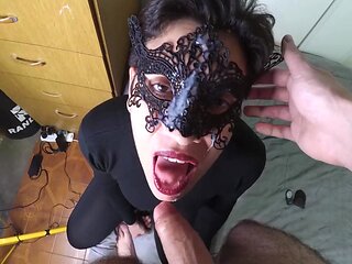 Cum On Black Lace Mask - Black Mask