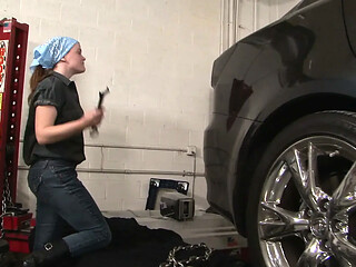 Lez boss punishes her female car worker
