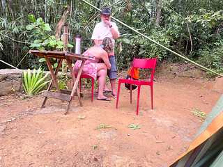 Naughty Woman Gives a Blowjob and Rides a Stranger at the Campsite.