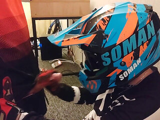 Motocross Guy Jerks off After Sex to His Partner