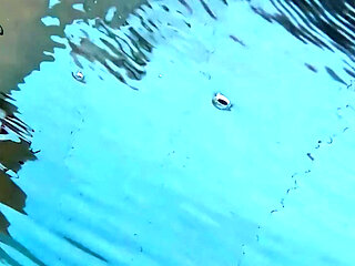 Flashing My Dick in Front of a Girl in Swimming Pool and Fucks Me - It's Very Risky with People Near - Misscreamy