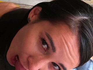 Deep and Passionate Blowjob with Cum Eating Condom