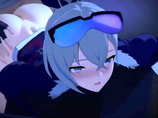 Silver wolf and Caelus in a videogames night (Honkai: Star Rail)
