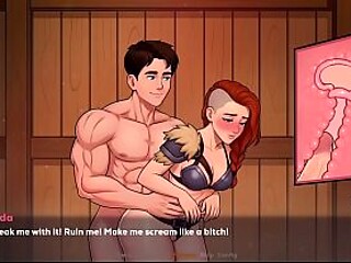 Fantasy milf seduces her naive student in a 2D dating sim game.