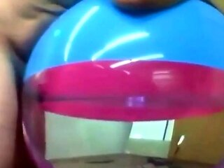 Daddy Plays with Inflatable Beach Ball Sex Toy