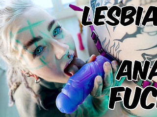 Alt Babes with Pierced Pussies Strap on Anal Fuck