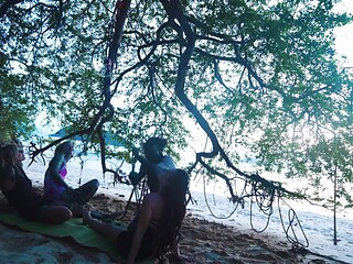 Tattooed teens tie up and fuck in public Shibari bondage scene