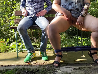 My mother in law's legs spread wide on the street