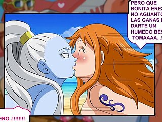 Dragon Ball Z hentai fun at Kame palace with Goku and Roshi having a wild time with Vados, Nami, and Nico Robin