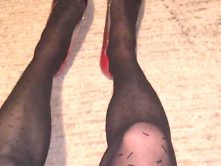 Teasing My Pattern Black Pantyhose