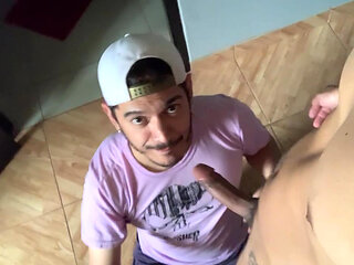 While He Stands, I Start Sucking This Str8 Latino Hunk to Completion.