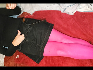 Sexy crossdresser teasing in bed.