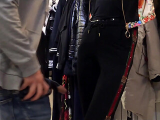 A straight guy with a hot ass fucks a mannequin in a shop! Risky masturbation in a public place