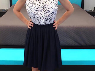 Blue Dress with Pink Mules