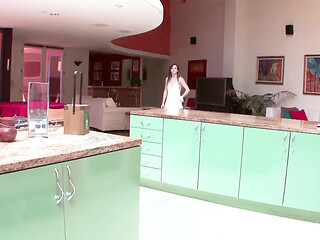 Teeny tiny titted kitchen sex with Callie and Delilah