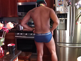 Kennie Jai Jerks off in the Kitchen and Has Tea!!