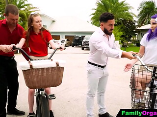 FamilyOrgasm - Step Dads Teaching to Ride Bycile to their Stepdaughters