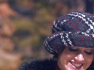 Brunette milf Eve Lawrence fucking on snow