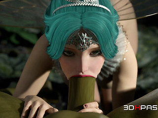 Futa Orc fucks hard Fairy in the Forest - Blowjob, Deepthroat & Anal