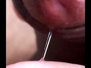 Leaking precum, extreme closeup. June 18, 2024.