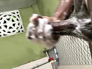 A tamil indian big black cock Cumming while bathing