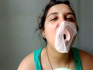 Green Balloons and Pink Bubblegum Close up Blow - Bunny Looner