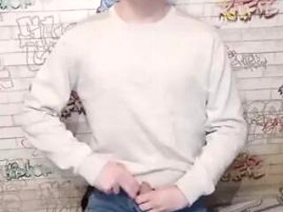 Teen boy jerks off and swallows cum