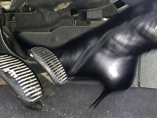 Pedal Pumping and Unzipping My Black Leather High Heeled Boots