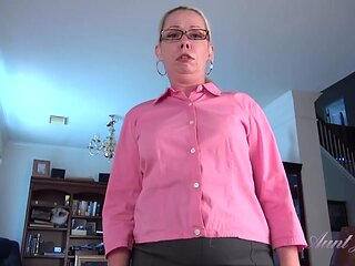 Your Step-Auntie Liz Shows You By Example How to Stroke Your Cock