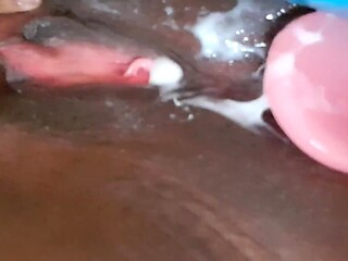Creamy orgasm covers butt plug